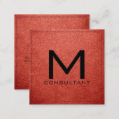 Monogram Elegant Modern Bittersweet Leather Square Business Card (Front/Back)