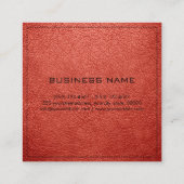 Monogram Elegant Modern Bittersweet Leather Square Business Card (Back)
