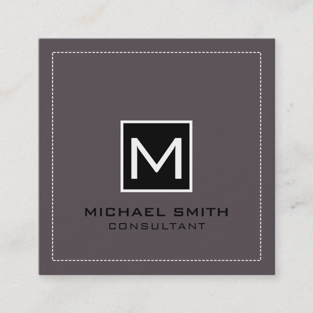 Monogram Elegant Modern Black Liver Square Business Card (Front)