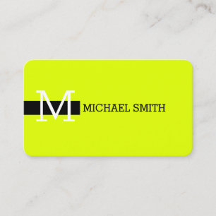 Monogram Elegant Modern Chartreuse & Black Business Card