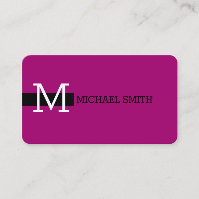 Monogram Elegant Modern Flirt & Black Business Card (Front)