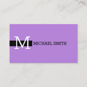 Monogram Elegant Modern Lavender & Black Business Card