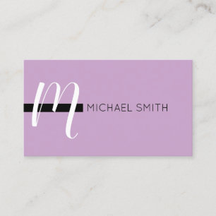 Monogram Elegant Modern Lilac and Black Business Card