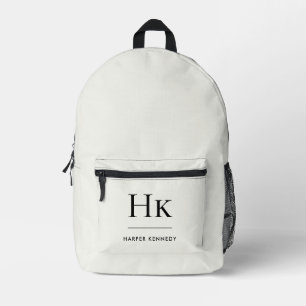 Monogram Elegant Modern Minimal Blush Ivory White Printed Backpack