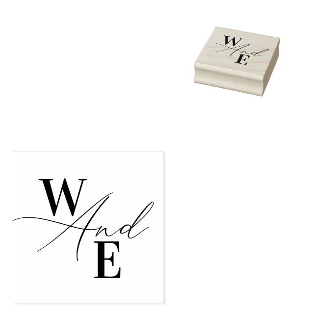 Monogram Elegant Modern Script Rubber Stamp (Stamped)