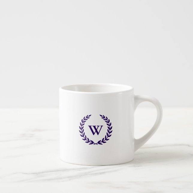 Monogram Elegant Navy Blue Classic Espresso Mug (Right)