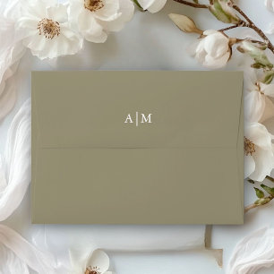 Monogram Elegant Olive Green Envelope