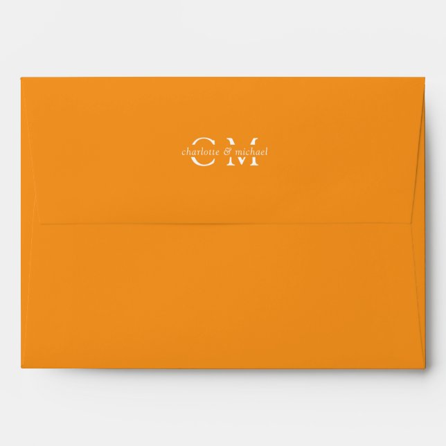 Monogram Elegant Orange Envelope (Back (Top Flap))