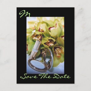 Monogram Elegant Orchid Save The Date Postcard