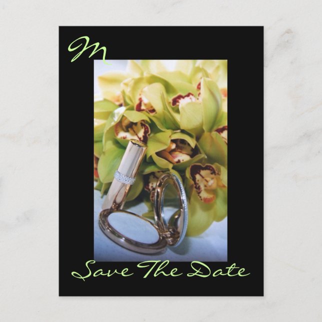 Monogram Elegant Orchid Save The Date Postcard (Front)