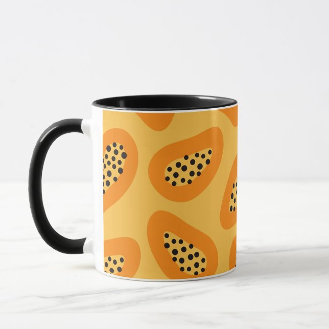  Monogram Elegant Papaya Pattern   Mug (Left)