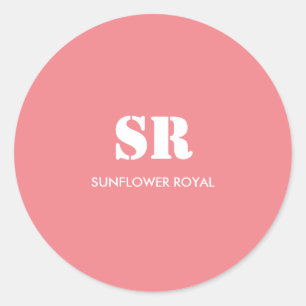 Monogram Elegant Pink Minimal Classic Round Sticker