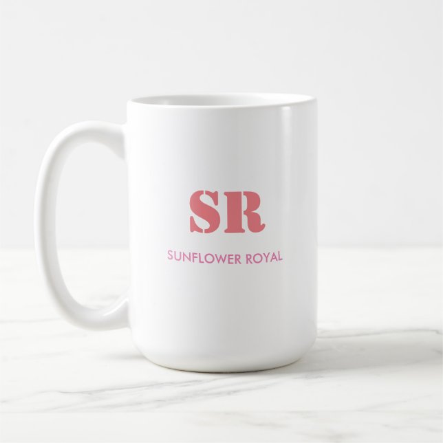 Monogram Elegant Pink Minimal  Coffee Mug (Left)