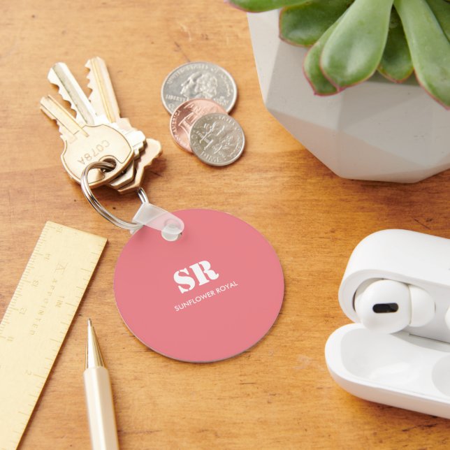 Monogram Elegant Pink Minimal  Key Ring (Desk)