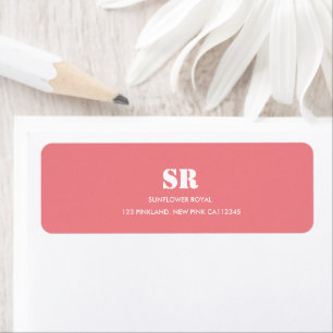 Monogram Elegant Pink Minimal Return Address Label