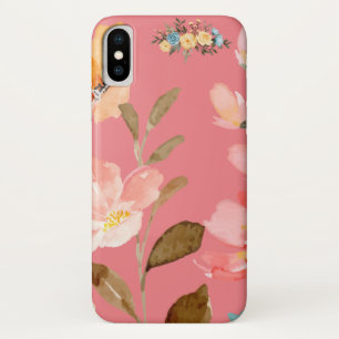  Monogram Elegant Pink Watercolor  iPhone X Case