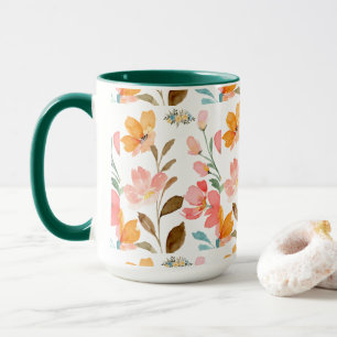 Monogram Elegant Pink Watercolor Mug