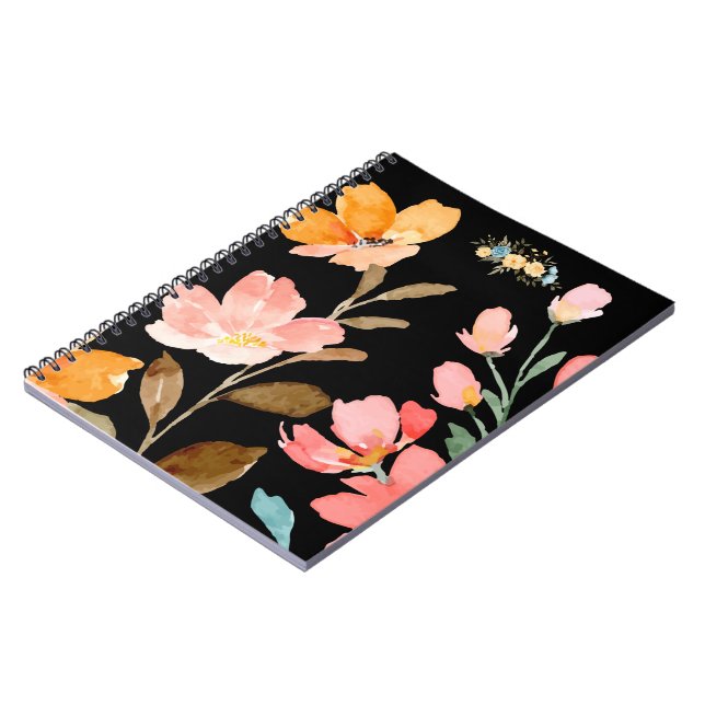 Monogram Elegant Pink Watercolor Notebook (Left Side)
