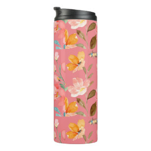  Monogram Elegant Pink Watercolor  Thermal Tumbler