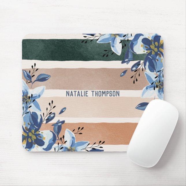 Monogram Elegant pretty natural and botanical Mouse Pad (With Mouse)