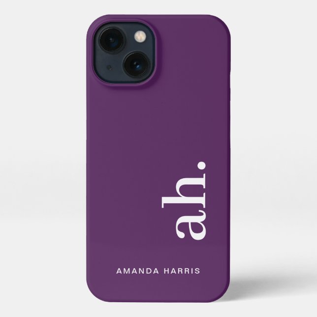Monogram Elegant Purple Feminine Minimalist iPhone Case (Back)