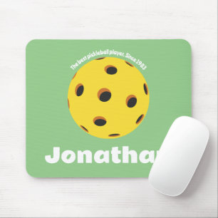 Monogram Elegant retro Pickleball green Mouse Pad