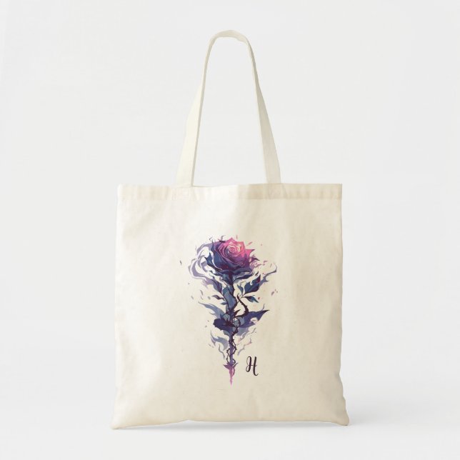 Monogram Elegant Rose Art  Tote Bag (Front)
