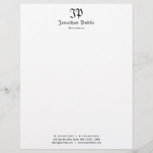 Monogram Elegant Simple Vintage Old Style Text Custom Letterhead