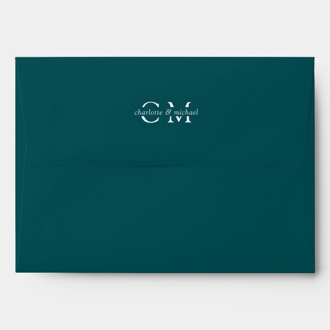 Monogram Elegant Teal Envelope (Back (Top Flap))