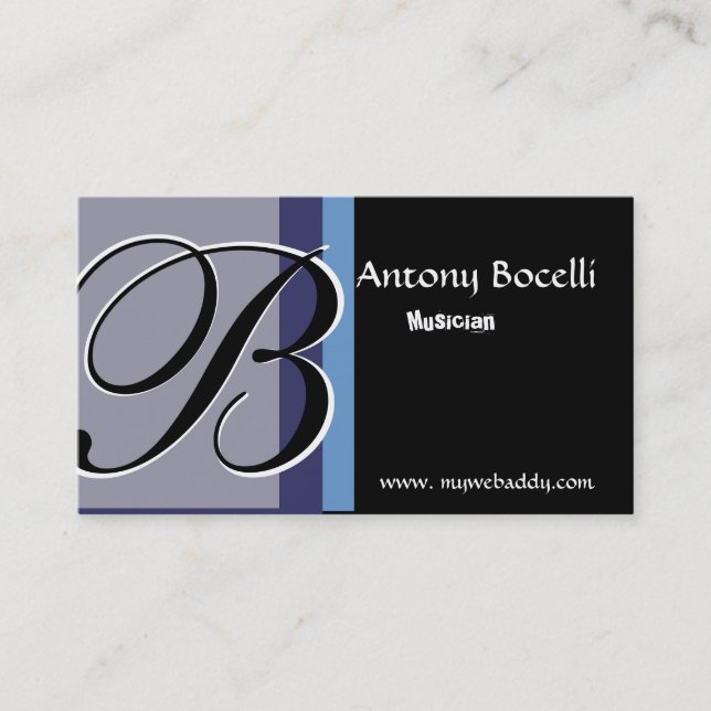 Monogram Elegant Trendy Black and Grey Business Card (Front)