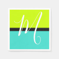Monogram Elegant Turquoise & Volt Solid Colour