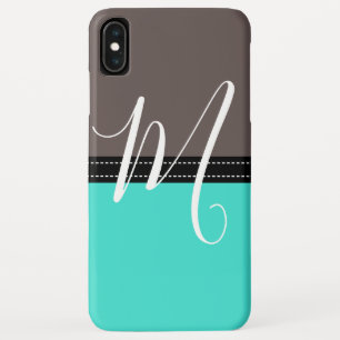 Monogram Elegant Turquoise & Wenge Solid Colour iPhone XS Max Case