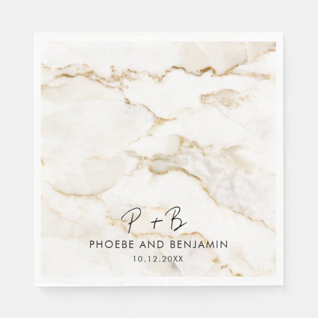 Monogram Elegant Typography Wedding Paper Napkin (Front)