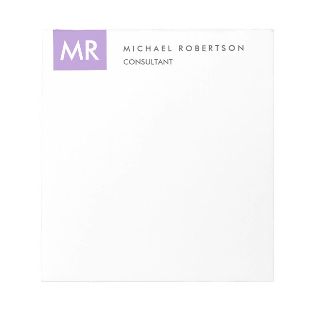 Monogram Elegant Unique Name Initials Notepad (Front)
