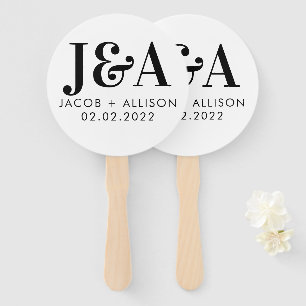 monogram elegant wedding favour bridal party hand fan