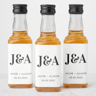 monogram elegant wedding favour bridal party liquor bottle label