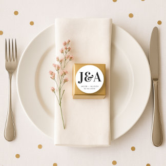 monogram elegant wedding favour gift classic round sticker