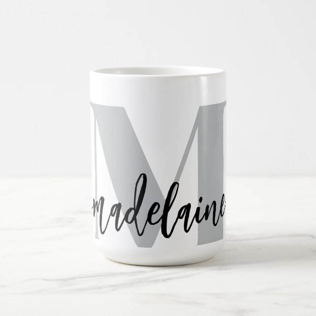Monogram Elegant White Black  Coffee Mug (Center)