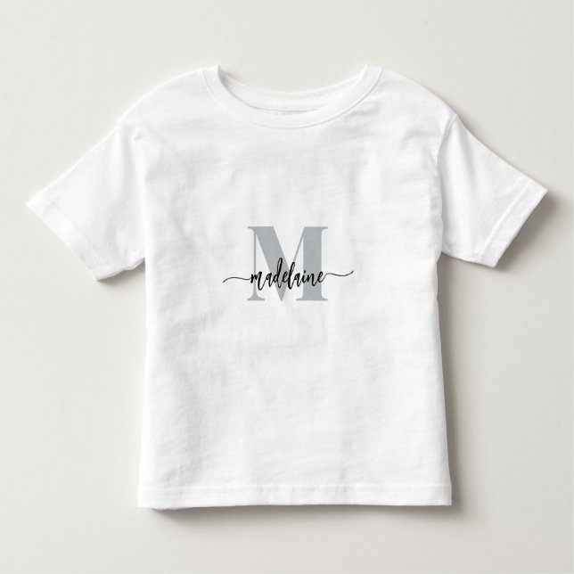 Monogram Elegant White Black  Toddler T-Shirt (Front)