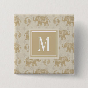 Monogram   Elephant Khaki Caravan Pattern 15 Cm Square Badge