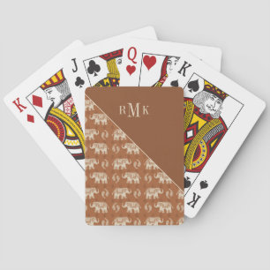 Monogram   Elephant Orange Caravan Pattern Playing Cards