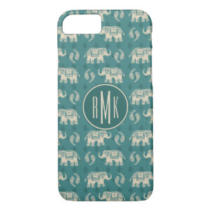 Monogram   Elephant Teal Caravan Pattern iPhone 8/7 Case