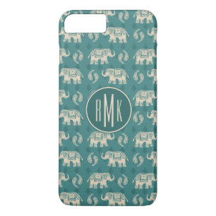 Monogram   Elephant Teal Caravan Pattern iPhone 8 Plus/7 Plus Case