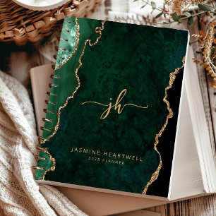 Monogram Emerald Green Gold Agate 2025 Planner