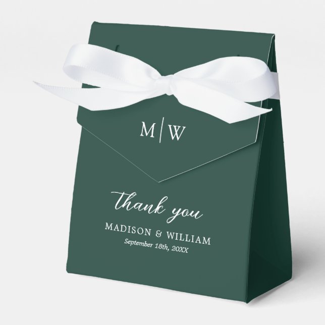 Monogram Emerald Green Wedding Favour Box (Front Side)