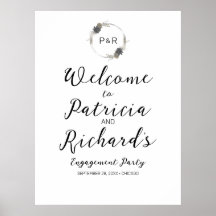 Monogram Engagement Party Welcome Sign Board