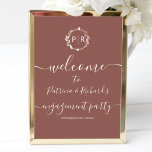 Monogram Engagement Party Welcome Sign Foam Board<br><div class="desc">A simple chic foliage faux foil monogram terracotta engagement party welcome sign foam board. Easy to personalise with your details. Modern boho engagement party welcome sign foam board editable, wreaths photo wedding invitation, customisable, calligraphy handwritten font, simple, elegant. CUSTOMIZATION: If you need design customisation, please contact me through chat; if...</div>