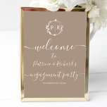 Monogram Engagement Party Welcome Sign Foam Board<br><div class="desc">A simple chic foliage faux foil monogram grullo engagement party welcome sign foam board. Easy to personalise with your details. Modern boho engagement party welcome sign foam board editable, wreaths photo wedding invitation, customisable, calligraphy handwritten font, simple, elegant. CUSTOMIZATION: If you need design customisation, please contact me through chat; if...</div>