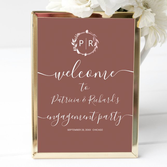 Monogram Engagement Party Welcome Sign Foam Board (Creator Uploaded)