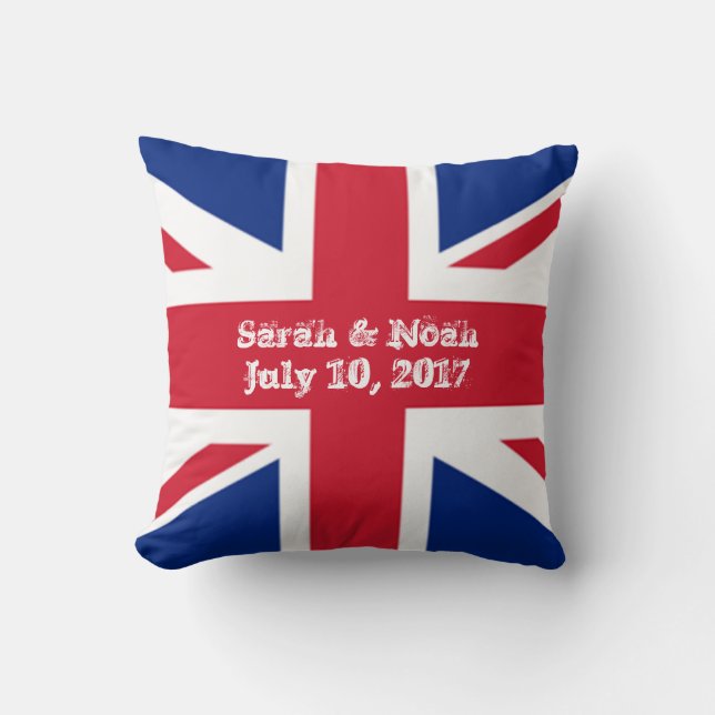 Monogram England Union Jack Wedding Cushion (Front)